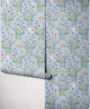 Load image into Gallery viewer, Storybook Meadow Wallpaper - Colourway: Periwinkle - Insitu