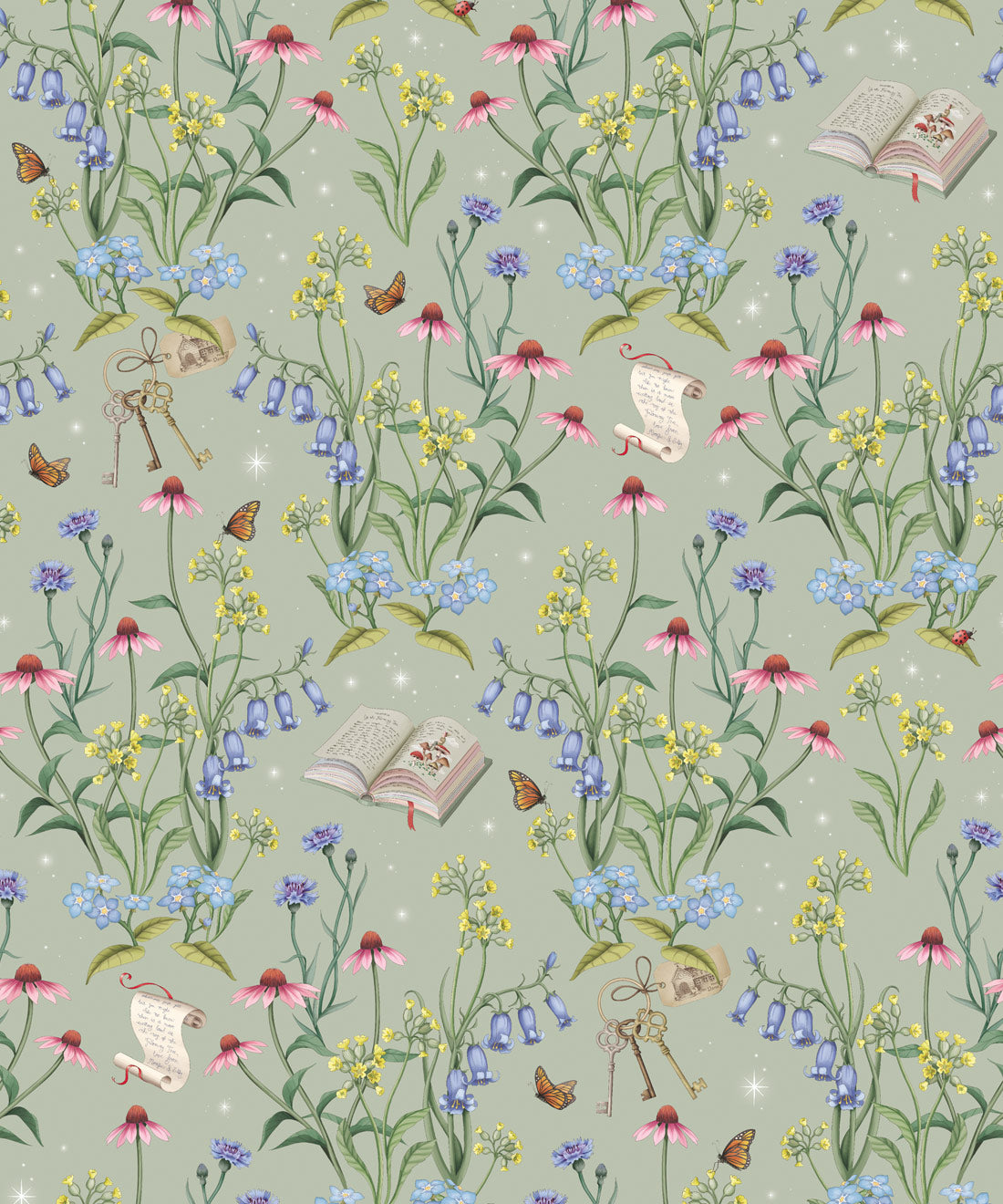 Storybook Meadow Wallpaper - Colourway: Sage - Swatch