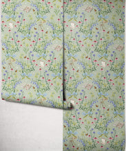 Load image into Gallery viewer, Storybook Meadow Wallpaper - Colourway: Sage - Insitu