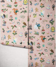 Load image into Gallery viewer, Faraway Friends Wallpaper - Colourway: Blush - Insitu
