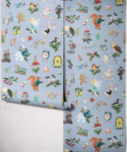 Load image into Gallery viewer, Faraway Friends Wallpaper - Colourway: Periwinkle - Insitu