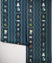Load image into Gallery viewer, Slippery Slip Wallpaper - Colourway: Night - Insitu
