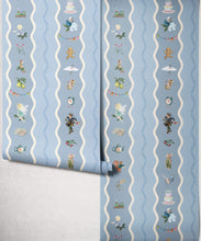 Load image into Gallery viewer, Slippery Slip Wallpaper - Colourway: Periwinkle - Insitu