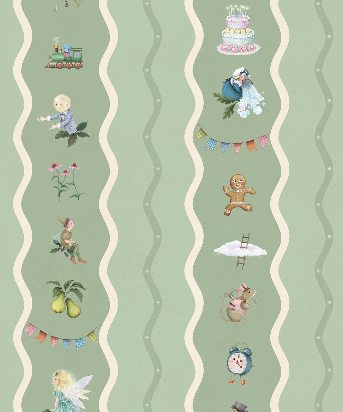 Slippery Slip Wallpaper - Colourway: Sage - Swatch