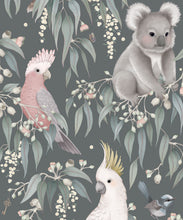 Load image into Gallery viewer, Bush Babies Wallpaper • Children's Wallpaper • Gum Gray • Swatch