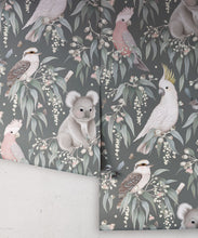 Load image into Gallery viewer, Bush Babies Wallpaper • Children's Wallpaper • Gum Gray • Roll