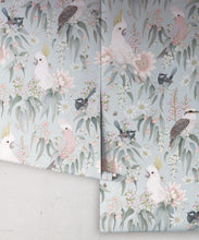 Load image into Gallery viewer, Bush Melody Wallpaper • Children's Wallpaper • Soft Blue • Roll