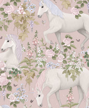 Load image into Gallery viewer, Unicorn Dreams Wallpaper • Children's Wallpaper • Ballet Rose • Swatch