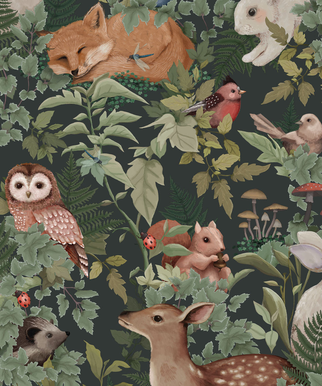 In The Woods Wallpaper • Children's Wallpaper • Forest • Swatch