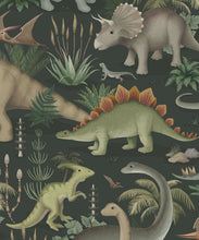 Load image into Gallery viewer, Prehistorica Wallpaper • Dinosaur Wallpaper • Deep Jungle • Swatch
