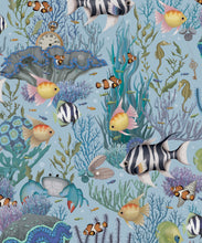 Load image into Gallery viewer, Treasure Reef Wallpaper • Children's Wallpaper • Island Blue • Swatch