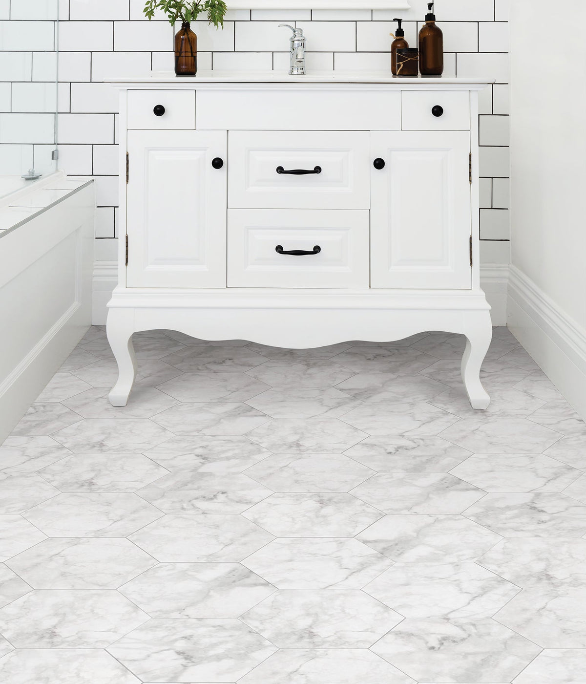 Milena Peel & Stick Hexagon Floor Tiles