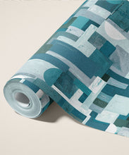 Load image into Gallery viewer, Facet Type II Vinyl Wallpaper - Colourway: Turquoise - Roll - Commercial Wallcoverings