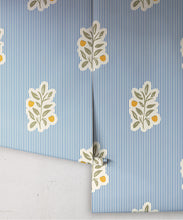 Load image into Gallery viewer, Piper,Nooooo Wallpaper | Colourway: Blue &amp; Orange | Anything But Basic Collection | Gray Benko x Milton&amp;King | Roll