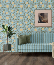 Load image into Gallery viewer, Mary Lennox Wallpaper | Colourway: Blue &amp; Yellow | Anything But Basic Collection | Gray Benko x Milton&amp;King | Insitu