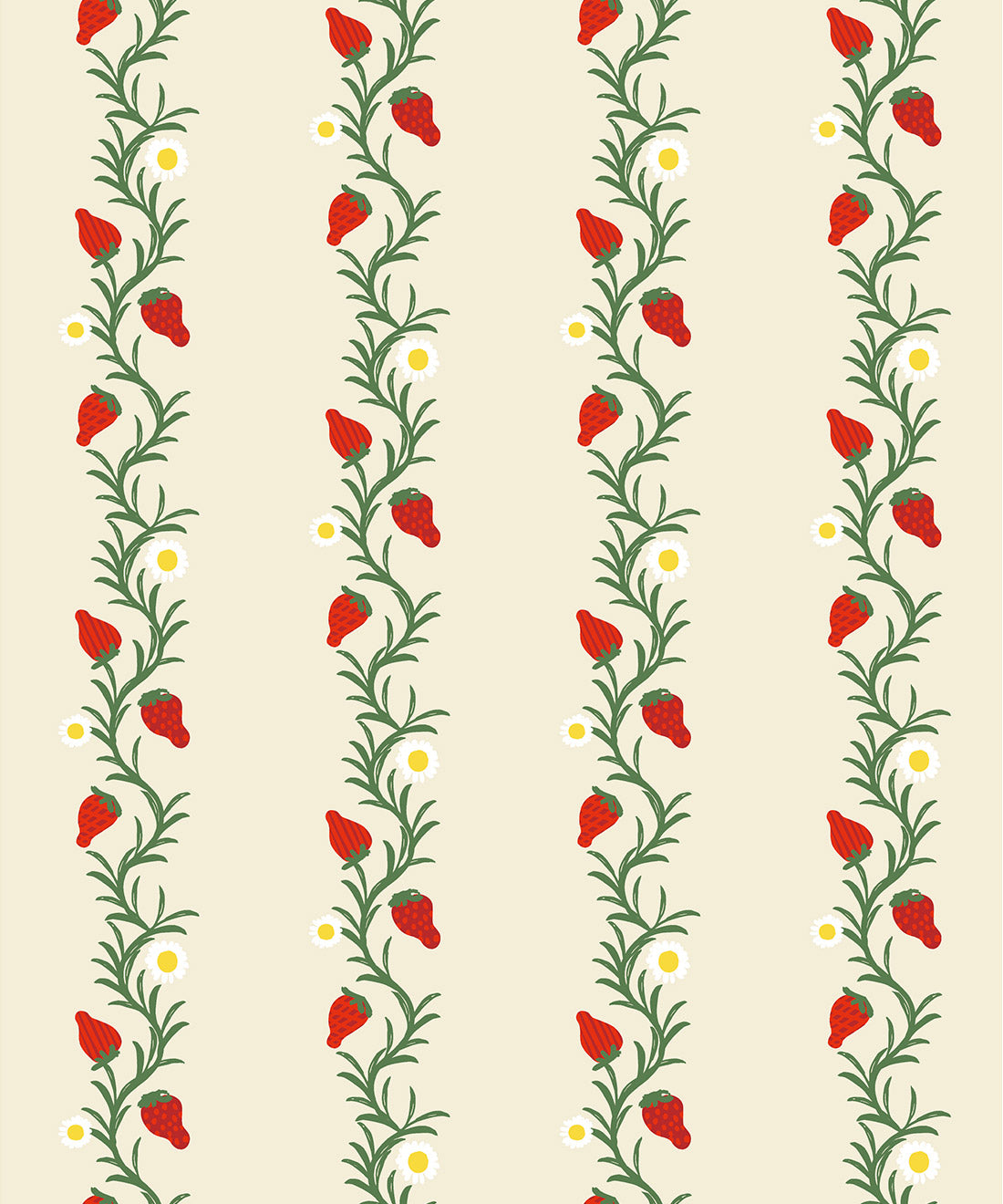 Strawberry Fields Wallpaper | Colourway: Ivory & Red | Anything But Basic Collection | Gray Benko x Milton&King | Swatch