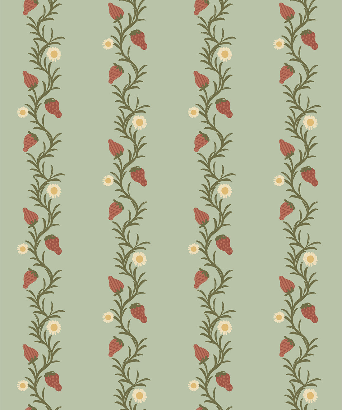 Strawberry Fields Wallpaper | Colourway: Sage & Cinnamon | Anything But Basic Collection | Gray Benko x Milton&King | Swatch