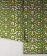 Load image into Gallery viewer, Flora Wallpaper | Colourway: Green &amp; Pink | Anything But Basic Collection | Gray Benko x Milton&amp;King | Roll