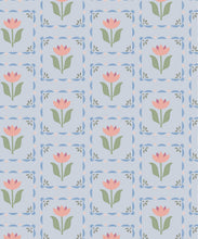 Load image into Gallery viewer, Flora Wallpaper | Colourway: Periwinkle &amp; Pink | Anything But Basic Collection | Gray Benko x Milton&amp;King | Swatch