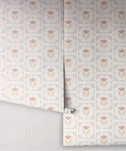 Load image into Gallery viewer, Flora Wallpaper | Colourway: Taupe &amp; Blue | Anything But Basic Collection | Gray Benko x Milton&amp;King | Roll