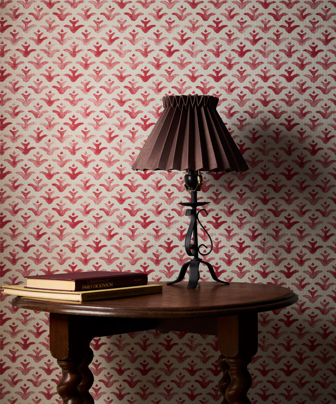 Astor Grasscloth Wallpaper - Colorway: Peony - Pattern Play Collection - Insitu