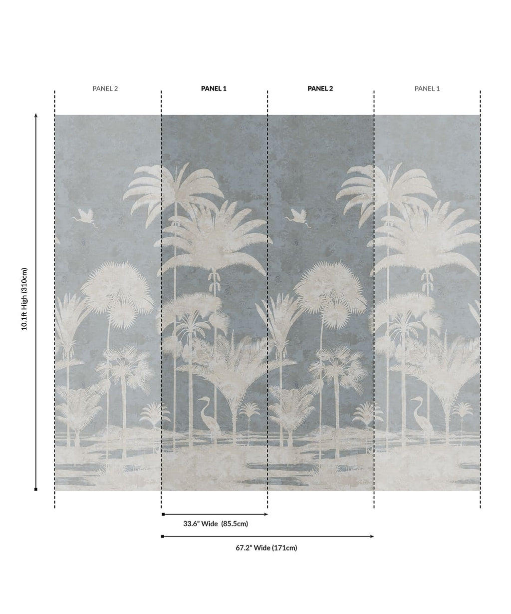 Shadow Palms Grasscloth Mural - Image 6
