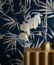 Load image into Gallery viewer, Bamboo Grasscloth Wallpaper - Colorway: Navy - Rich Traditions Collection - Insitu