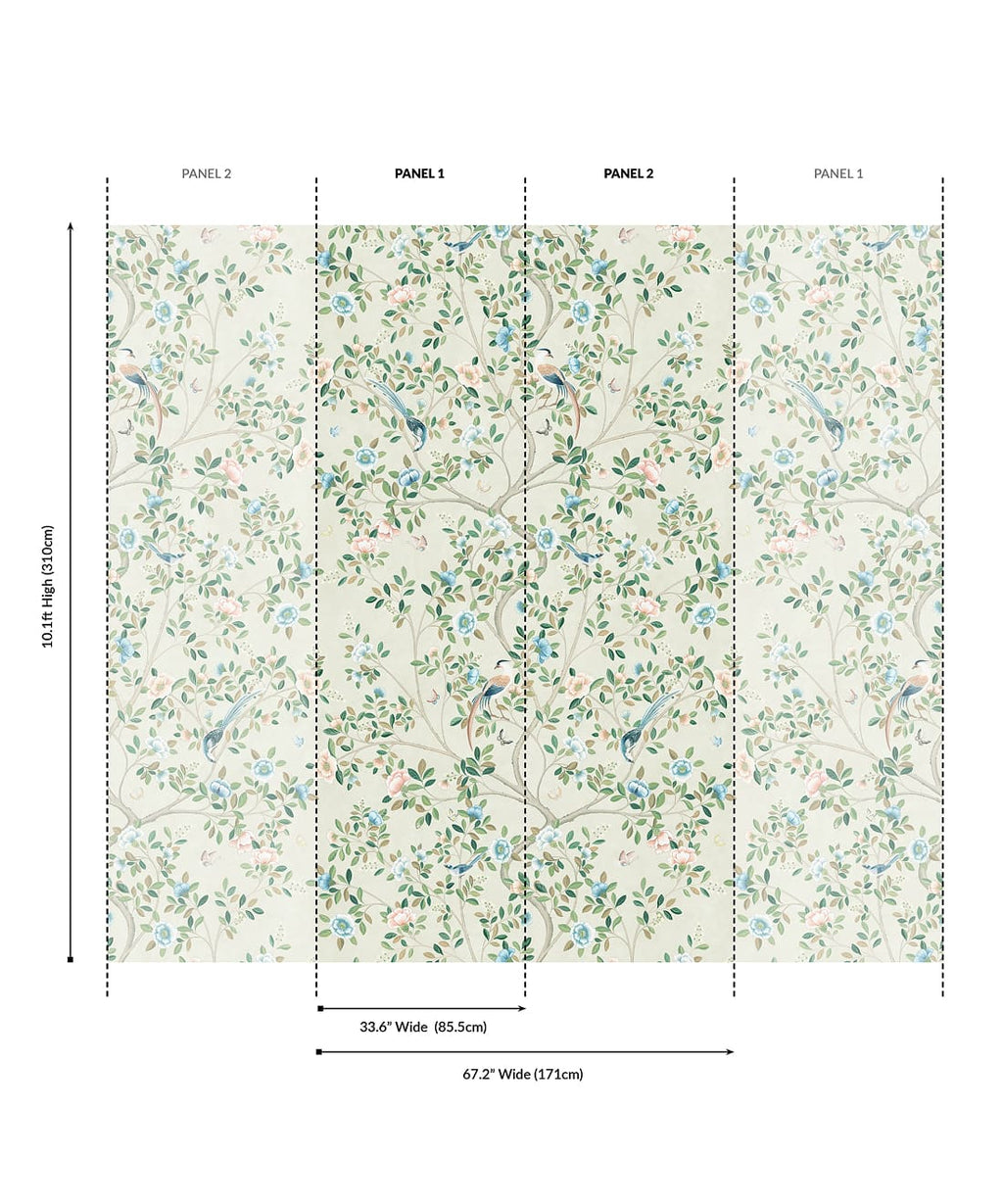Camellia Tree Grasscloth Mural - Image 4
