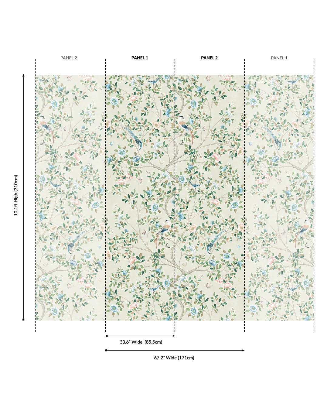 Camellia Tree Grasscloth Mural - Image 4