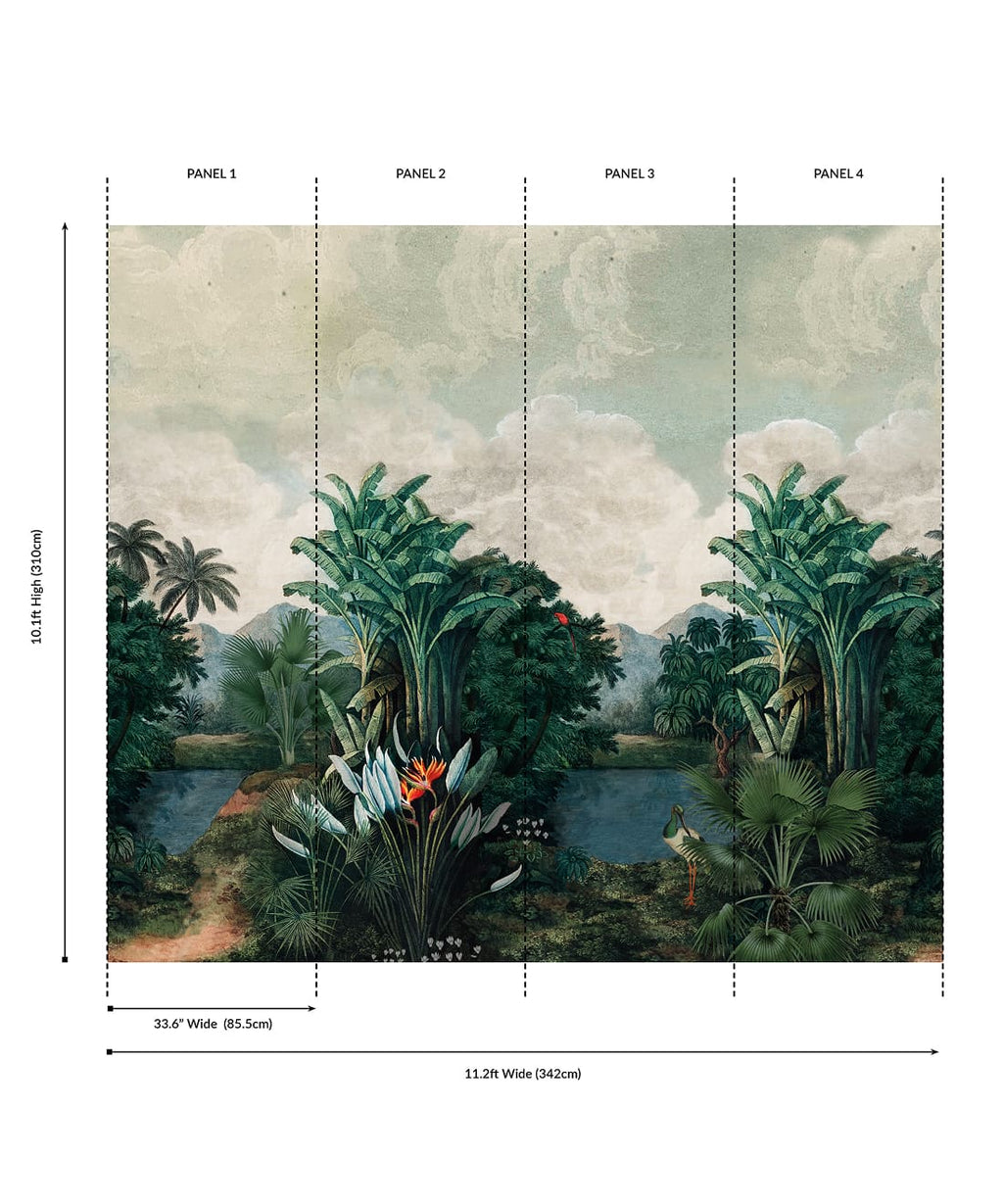 Palm Landscape Grasscloth Mural - Image 4