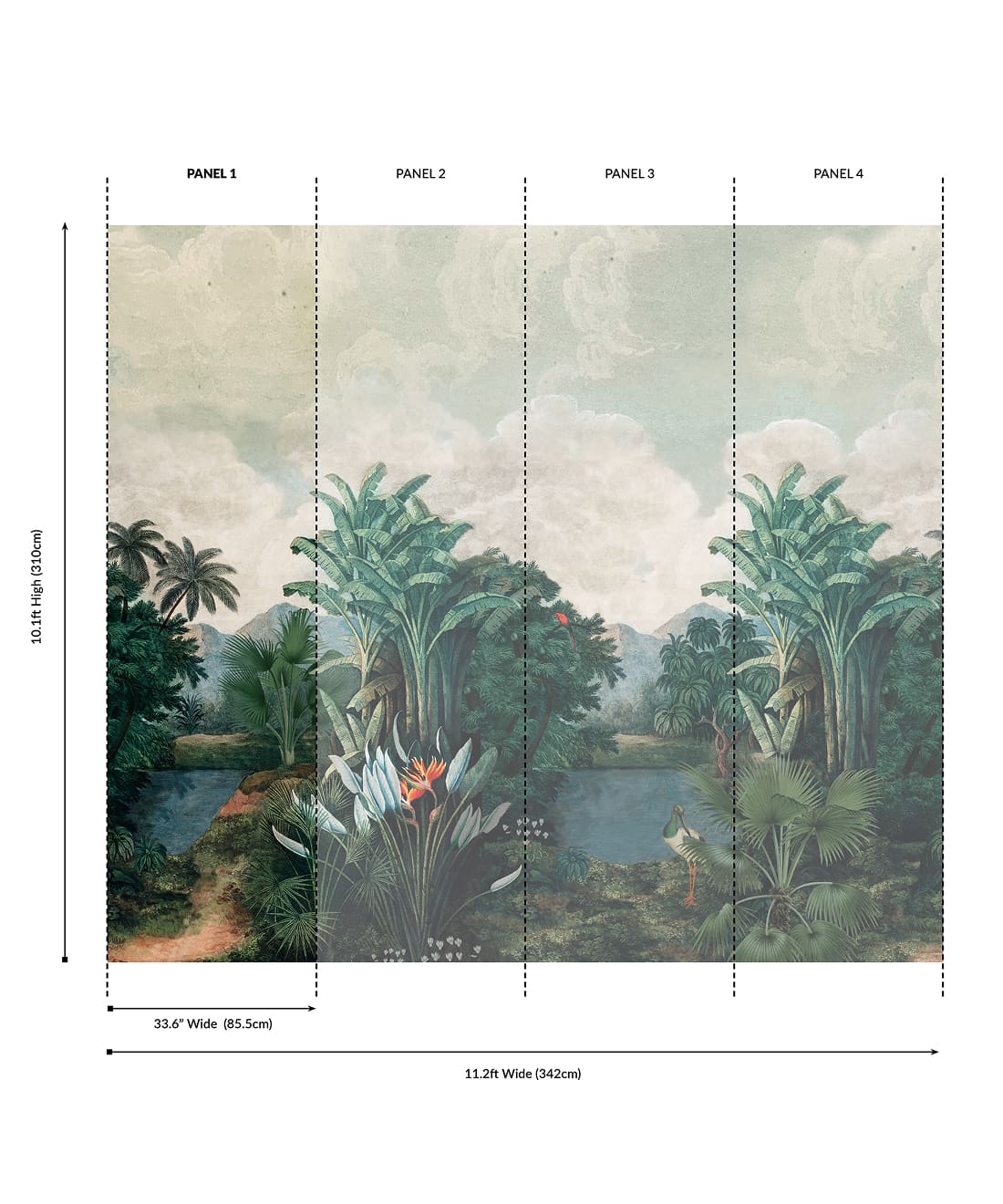 Palm Landscape Grasscloth Mural - Image 5
