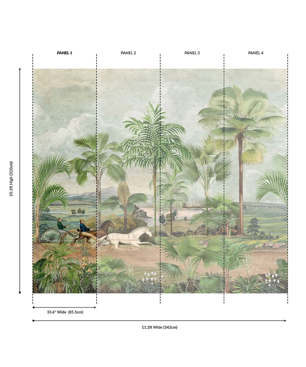 The Race at Hyde Park Grasscloth Mural - Image 5