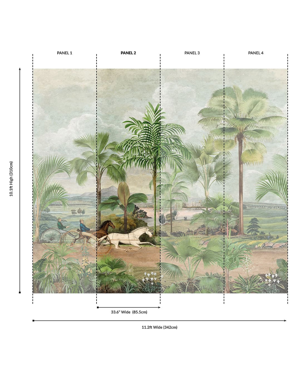 The Race at Hyde Park Grasscloth Mural - Image 6