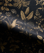 Load image into Gallery viewer, Herbarium Antique Grasscloth Wallpaper - Colorway: Dark Navy - Rich Traditions Collection - Swatch