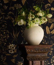 Load image into Gallery viewer, Herbarium Antique Grasscloth Wallpaper - Colorway: Dark Navy - Rich Traditions Collection - Insitu