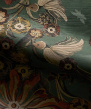 Load image into Gallery viewer, Hummingbird Garden Grasscloth Wallpaper - Colorway: Teal - Rich Traditions Collection - Swatch
