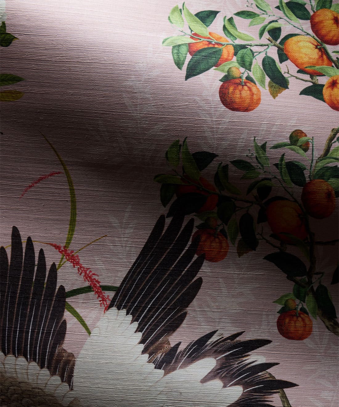 Oriental Garden Grasscloth Mural • Coral • Swatch