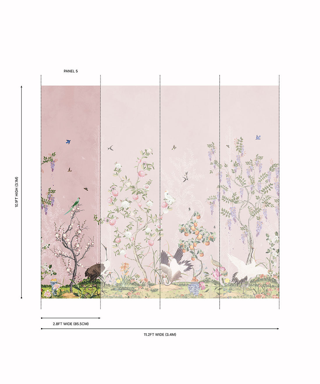 Oriental Garden Grasscloth Wallpaper - Garden Party - Grasscloth - Colorway: Coral