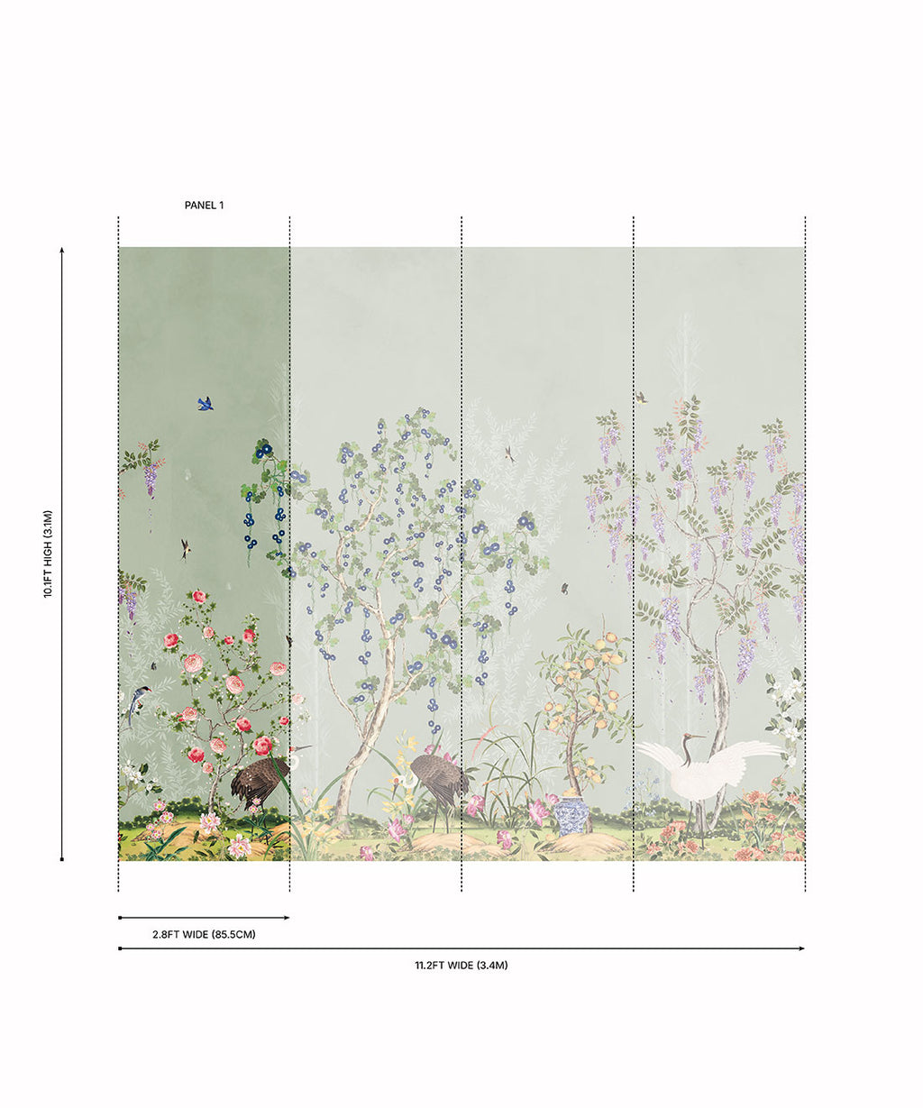 Oriental Garden Grasscloth Wallpaper - Garden Party - Grasscloth - Colorway: Green Tea