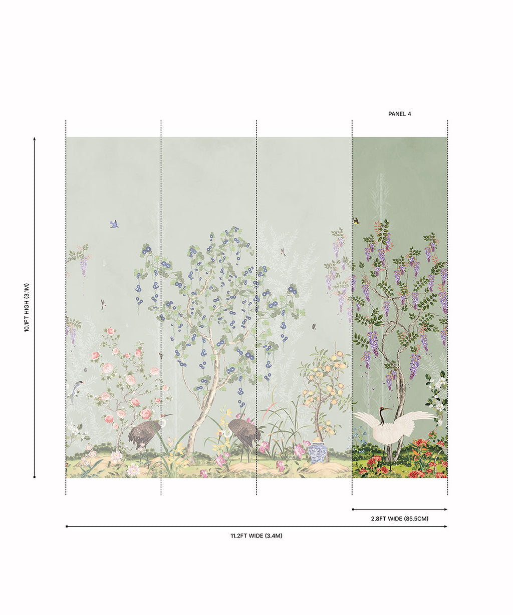 Oriental Garden Grasscloth Wallpaper - Garden Party - Grasscloth - Colorway: Green Tea