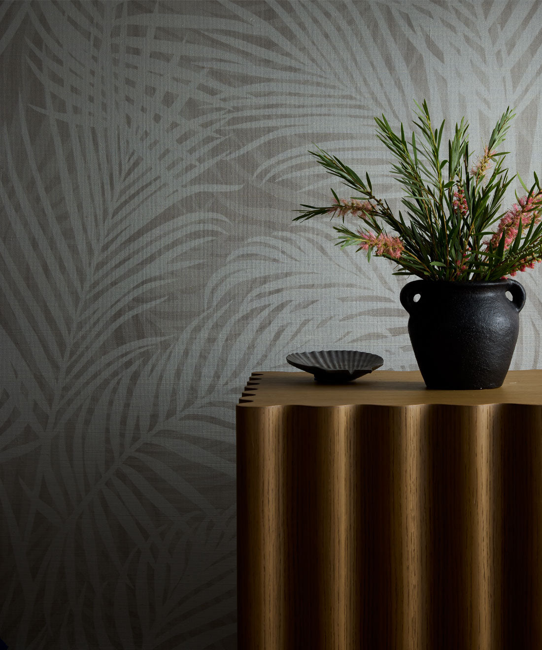 Laguna Palms Grasscloth Wallpaper - Colorway: Plaster - Pattern Play Collection - Insitu