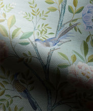 Load image into Gallery viewer, Chinoiserie Grasscloth Wallpaper - Colorway: Aqua - Swatch