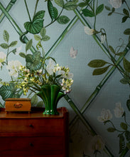 Load image into Gallery viewer, Grande Climbing Sweet Pea Grasscloth Wallpaper - Colorway: Light Provence - Insitu