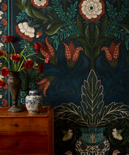 Load image into Gallery viewer, Pavilion Garden Grasscloth Wallpaper - Colorway: Topaz - Rich Traditions Collection - Insitu