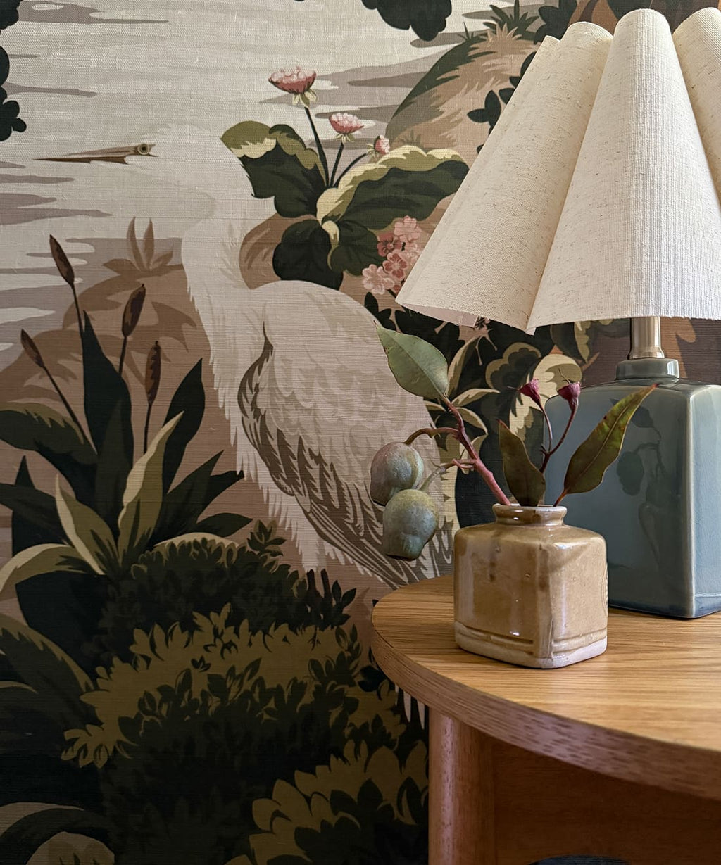 The Glenn Grasscloth Mural - Colorway: Dusk - Fable Collection by M&K Studios - Insitu