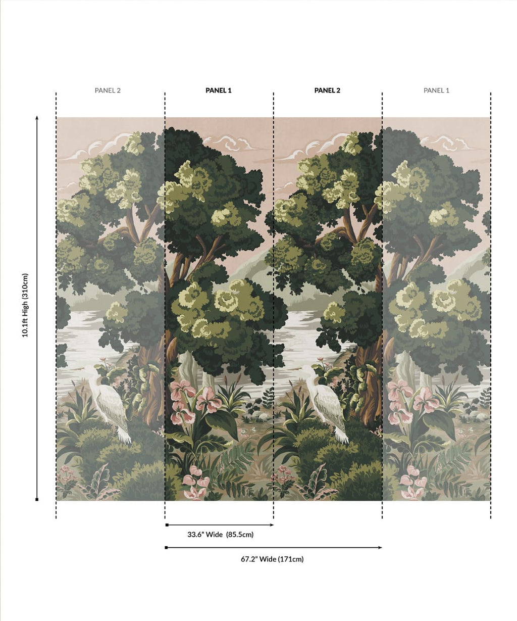 The Glenn Grasscloth Mural - Colorway: Dusk - Fable Collection by M&K Studios - Panel