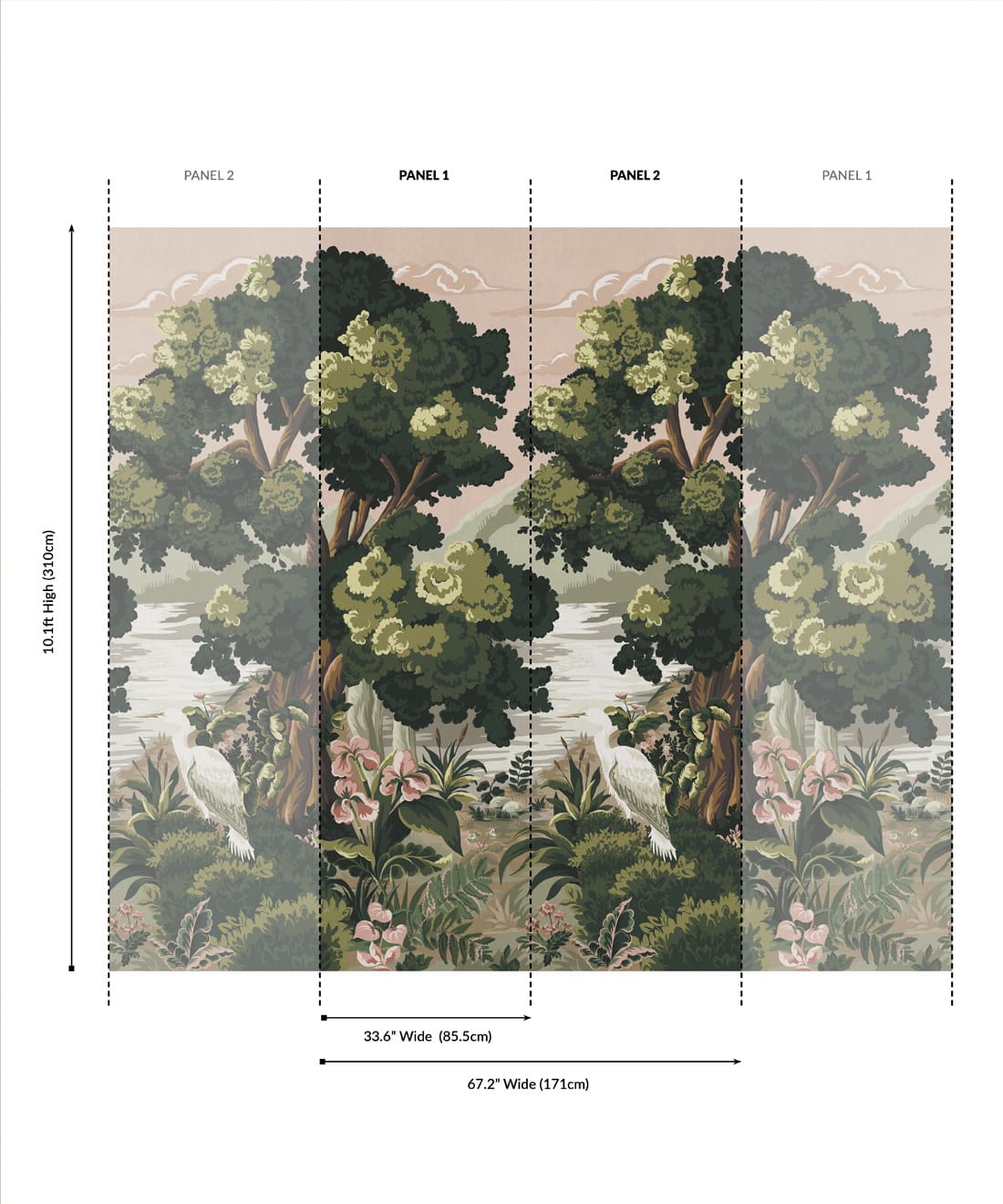 The Glenn Grasscloth Mural - Colorway: Dusk - Fable Collection by M&K Studios - Panel