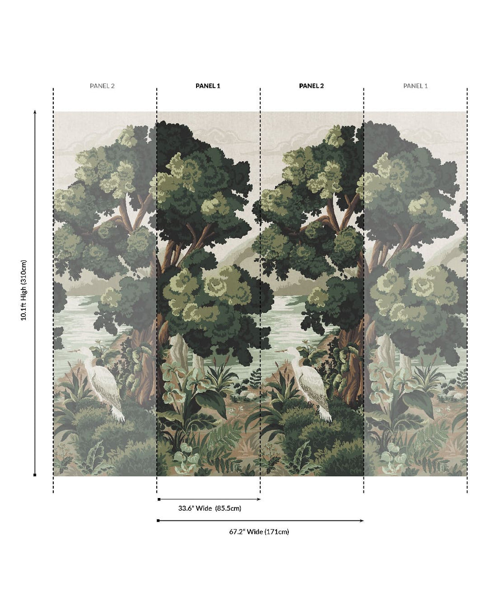 The Glenn Grasscloth Mural - Colorway: Evergreen - Fable Collection by M&K Studios - Panel