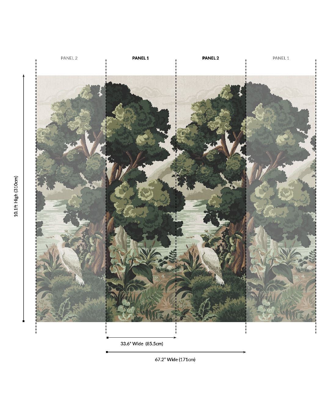 The Glenn Grasscloth Mural - Colorway: Evergreen - Fable Collection by M&K Studios - Panel