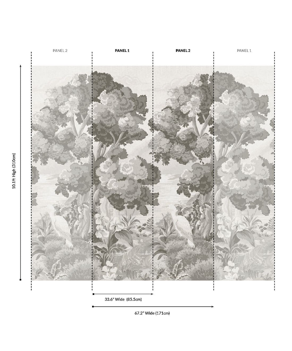The Glenn Grasscloth Mural - Colorway: Mist - Fable Collection by M&K Studios - Panel